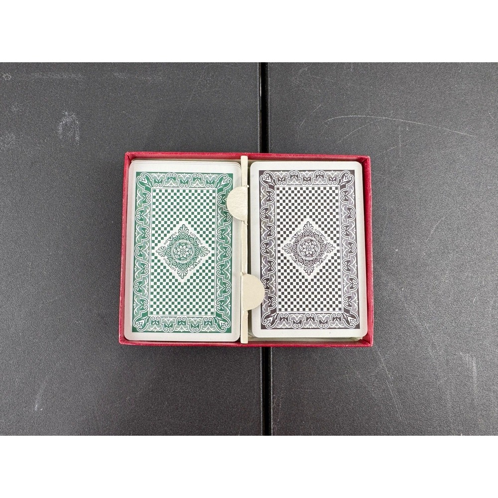 Ace Playing Cards‎ Co. Ltd. Vintage Japan Green and Black Floral Medallion